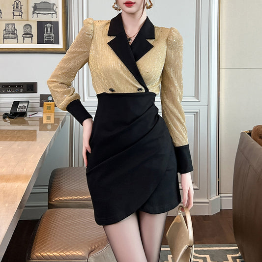 2025 Autumn Winter Sexy Short Sequin Formal Elegant Professional Work Office Ladies Dresses for Women