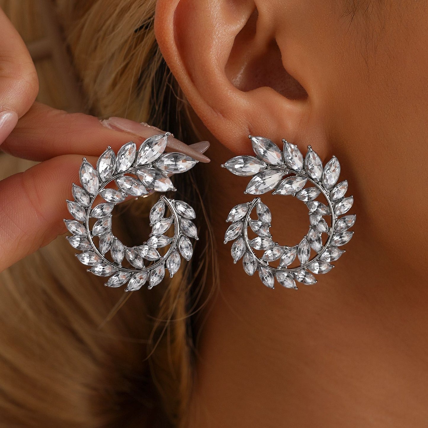 Grace Jewelry Customizable Ins fashion exaggerated sparkling diamond earrings 925 Sterling Silver Earrings