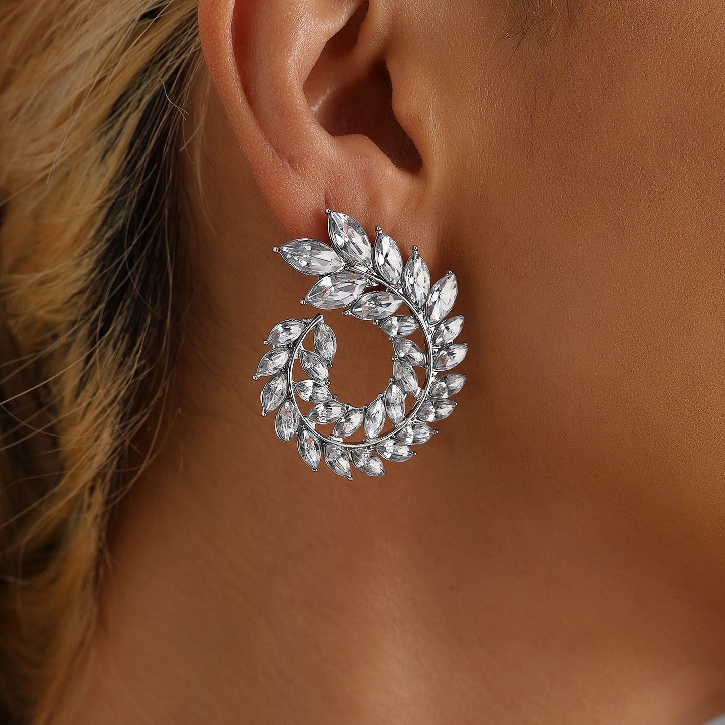 Grace Jewelry Customizable Ins fashion exaggerated sparkling diamond earrings 925 Sterling Silver Earrings