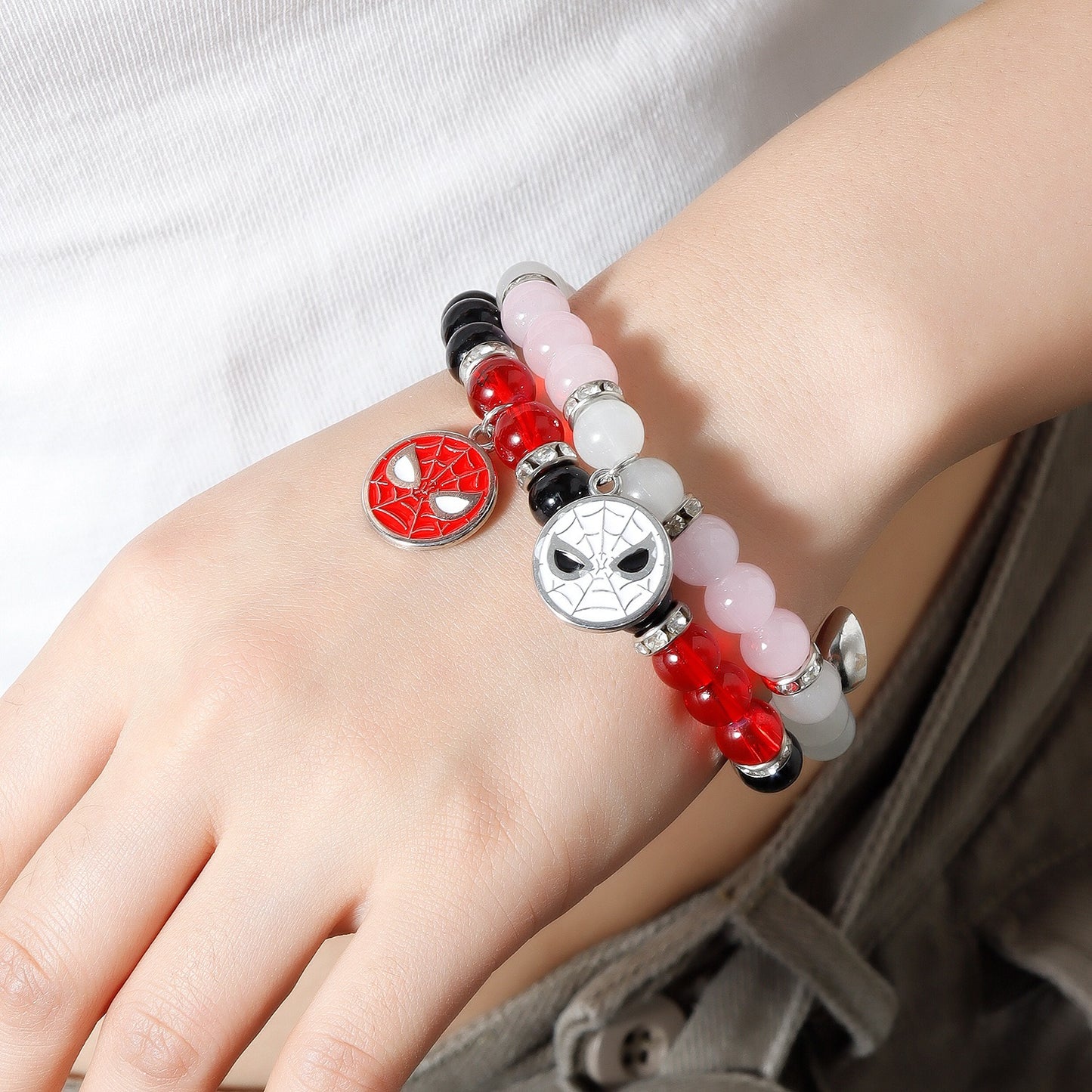 Best-selling Fashion Crystal Beaded Waterproof Sterling Silver Sun and love Couple Bracelet for Gifts