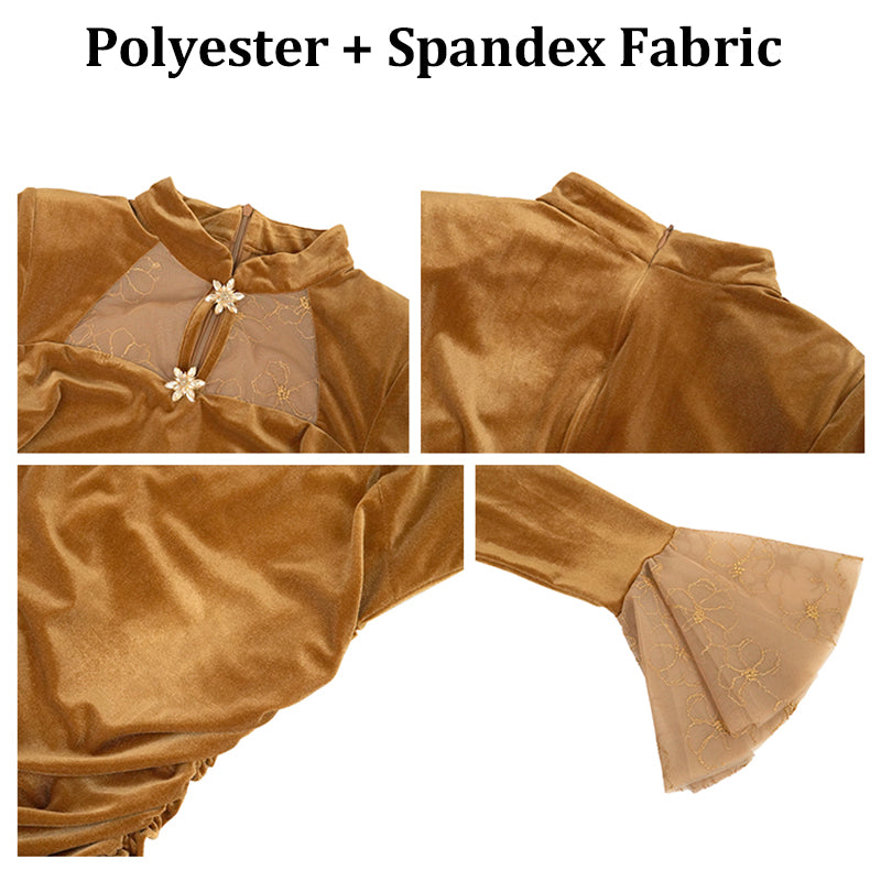 2025 Spring New Women's Casual Velvet Mini Ruched Clubwear Sexy Flare Long Sleeve Short Dress for Ladies