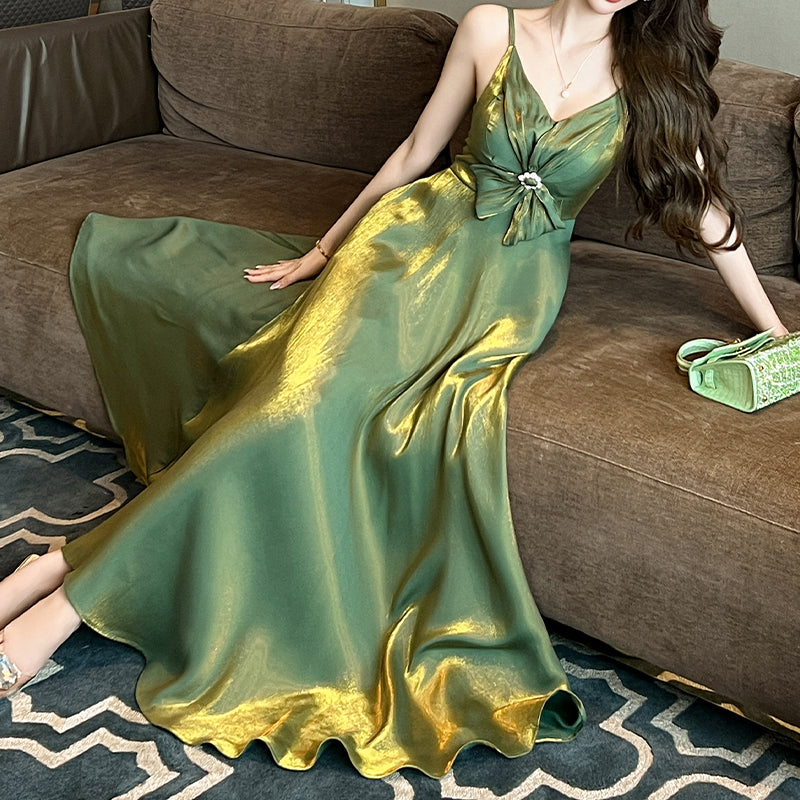 Hot Sale Irregular Sleeveless Satin Loose Maxi Ladies Clothing Dresses Elegant Long Party Evening Dresses for Women