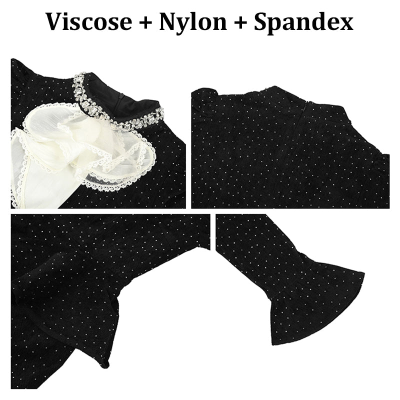 Custom Women Clothing Manufacturer Formal Evening Dress Ladies Long Sleeve Glitter Black Modest Prom Dress