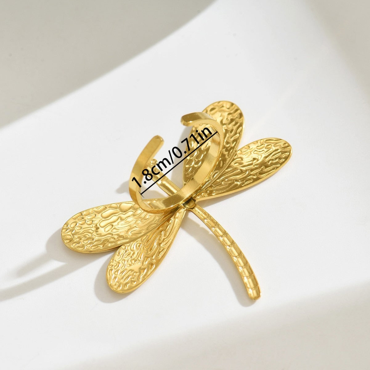 New Simple Personalized Fine Jewelry Accessories Rings Lady's Geometric Dragonfly Design 18k Gold Ring Opening Ring