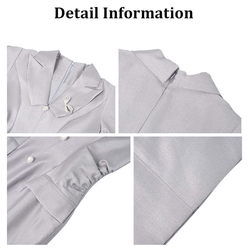 New Arrivals Summer Career Dresses Wool Women Solid Color Pencil Midi Dress Ladies Slim Fit Satin Office Dresses