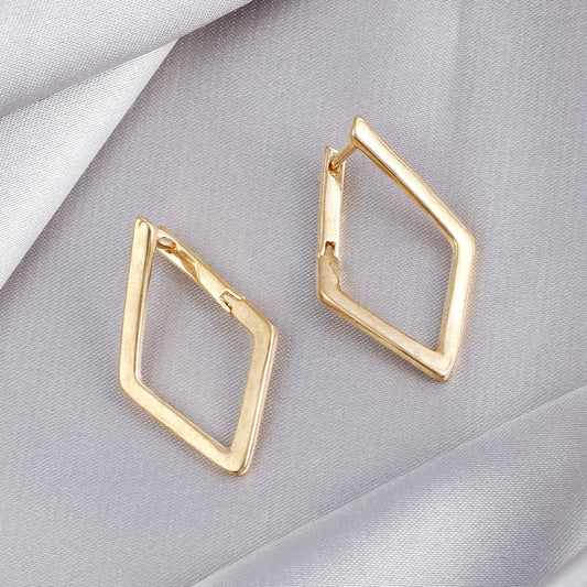 Hot Sale 2025 New Design Simple and niche diamond-shaped 18K PVD Gold Plated Earrings for Women