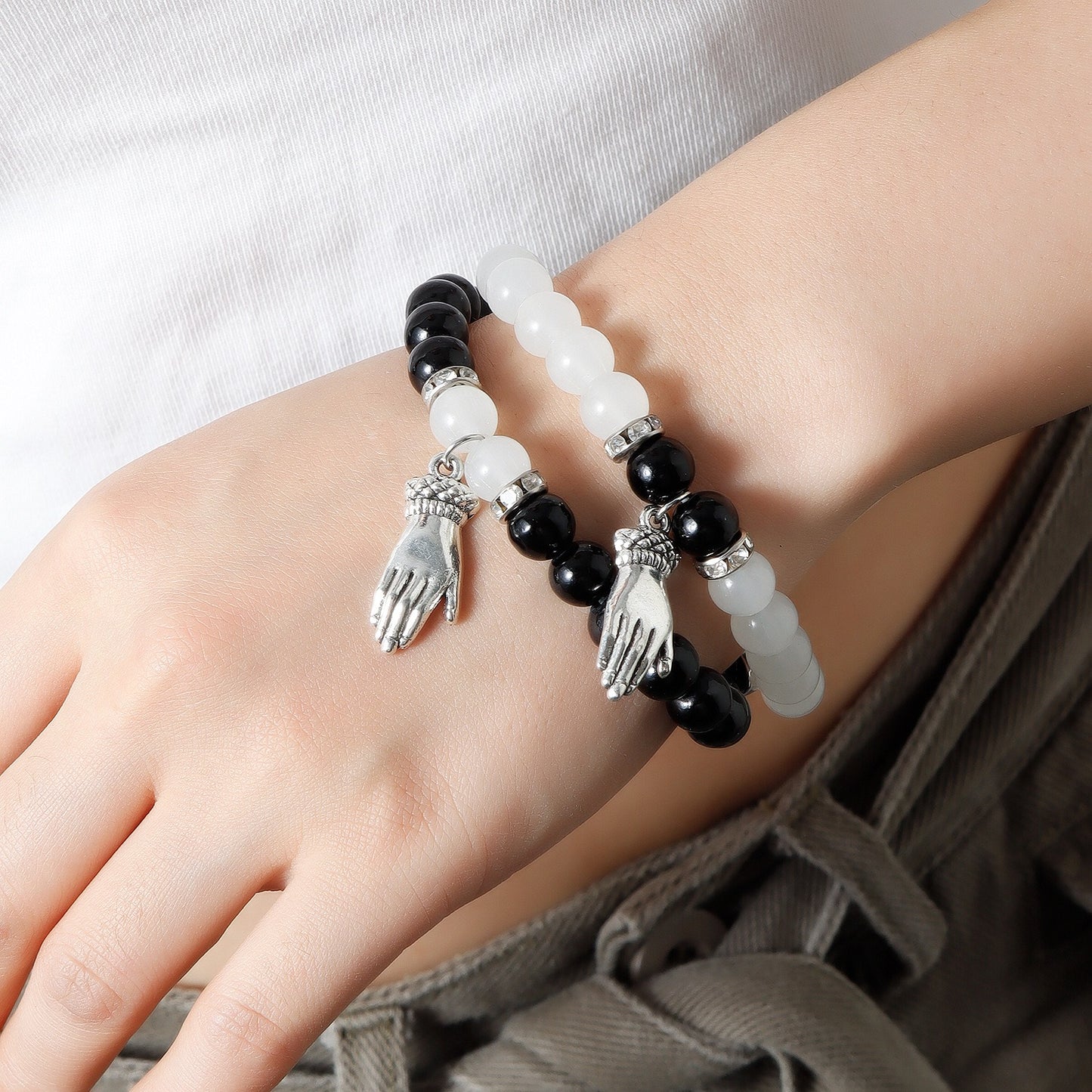 Hot Sale Jewelry Crystal Beads Valentine's Day Good Friends Fine Chain & Link Couple Bracelets Friendship Bracelets for Man