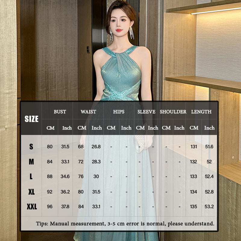 Bridesmaid Dresses Silk Satin Fashion Evening Party Halter Neck Prom Elegant Sequin Glitter Satin Maxi Dresses Women