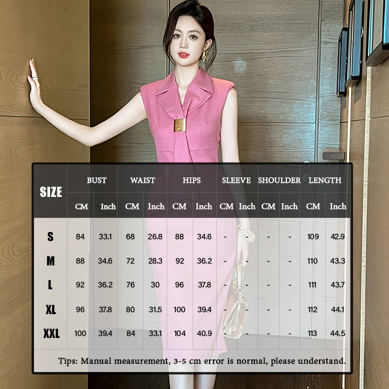 Formal Work Business Plus Size Sleeveless Blazer Casual Dresses Pink Womens Office Lady Woman Dresses for Fat Women