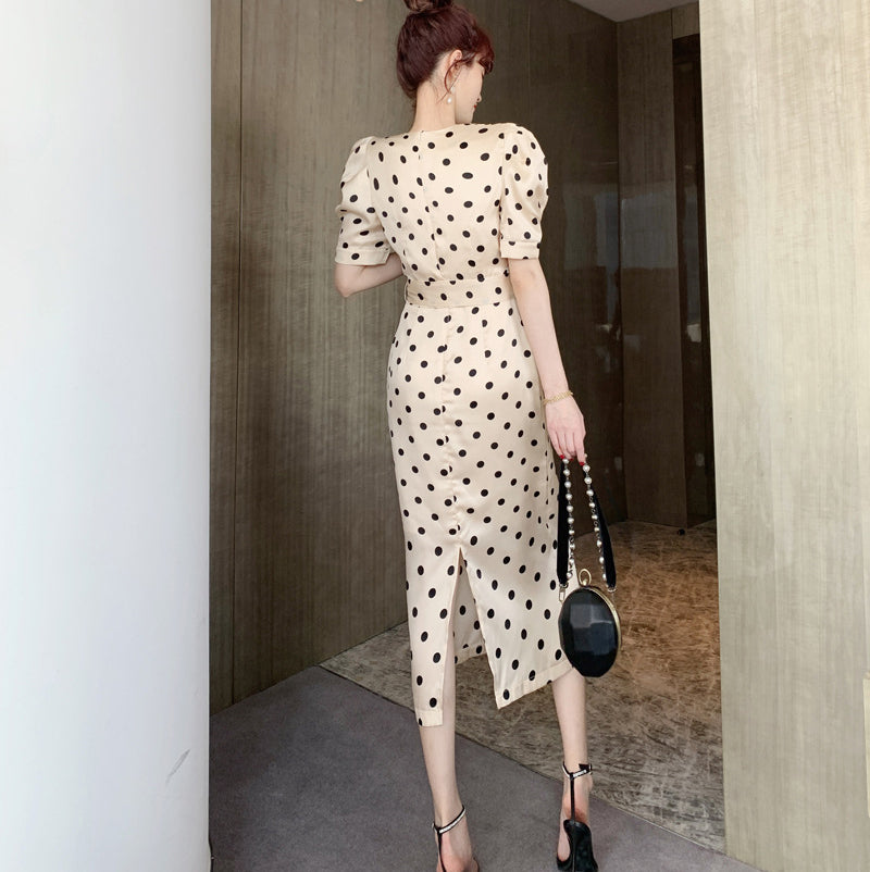 Summer Polka Dot Bow Tie Waist Dress Vacation Outfits Vestidos Elegant Casual Dress for Women