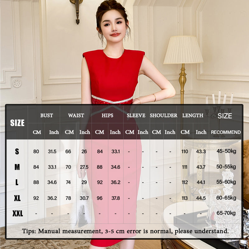 2025 Summer New Style Customized Ladies Sleeveless Elegant Dress Medium Length Slim Party Dress for Women