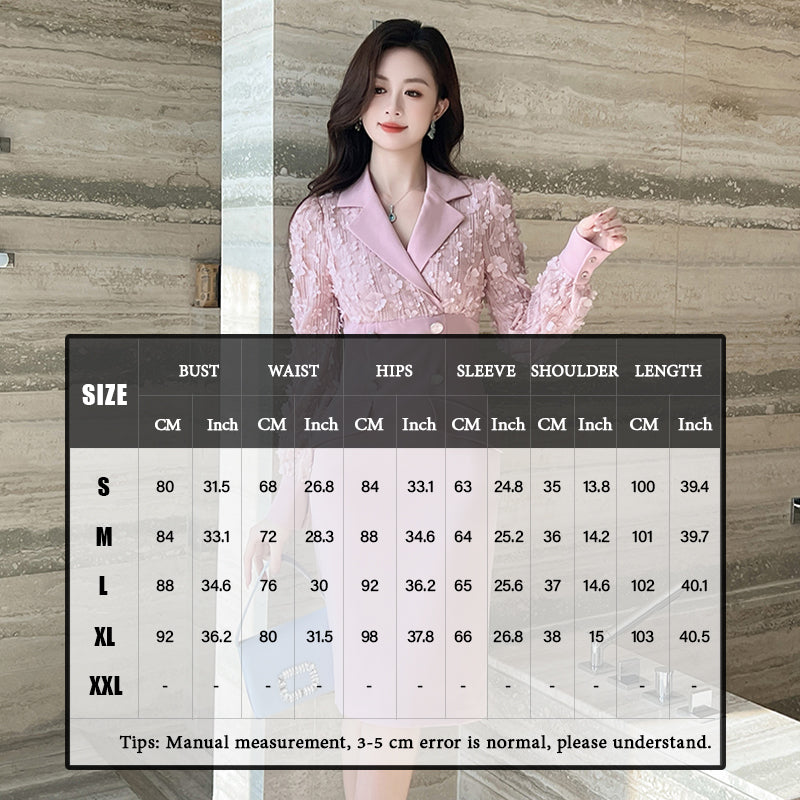 Fashion Formal Clothes Long Sleeve Patchwork Suit Blazer Office Lady Professional Business Midi Long Casual Dresses