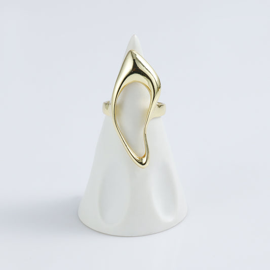 Instagram Fashion Light Luxury 18k Gold Geometric Shape Trendy Adjustable Opening Ring for Women