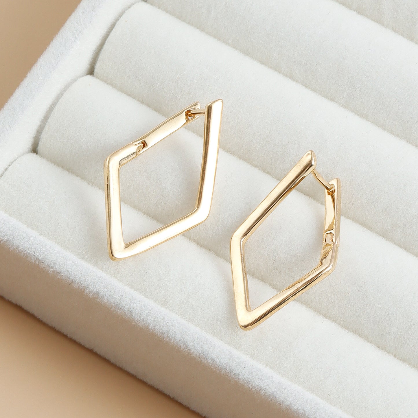 Hot Sale 2025 New Design Simple and niche diamond-shaped 18K PVD Gold Plated Earrings for Women