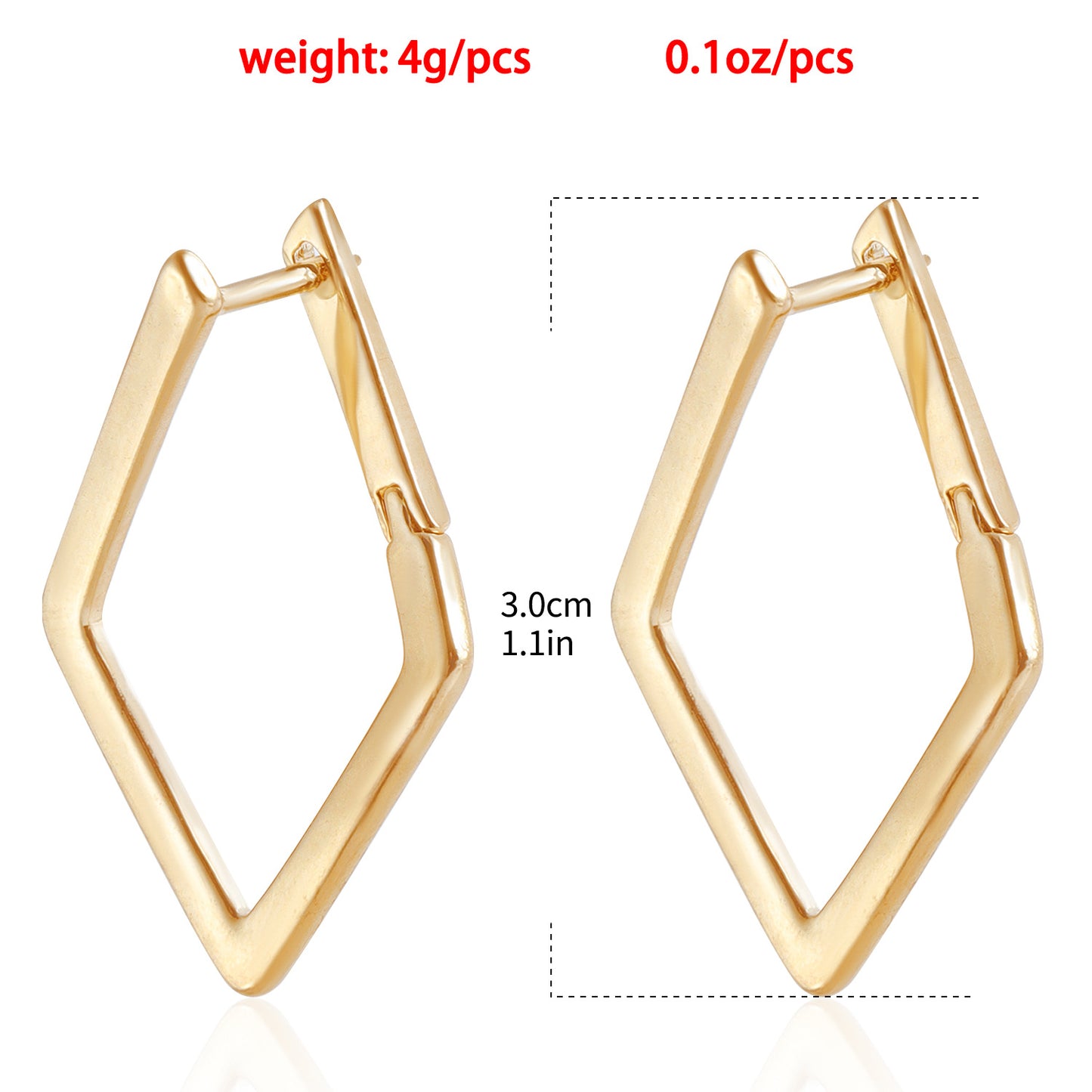 Hot Sale 2025 New Design Simple and niche diamond-shaped 18K PVD Gold Plated Earrings for Women