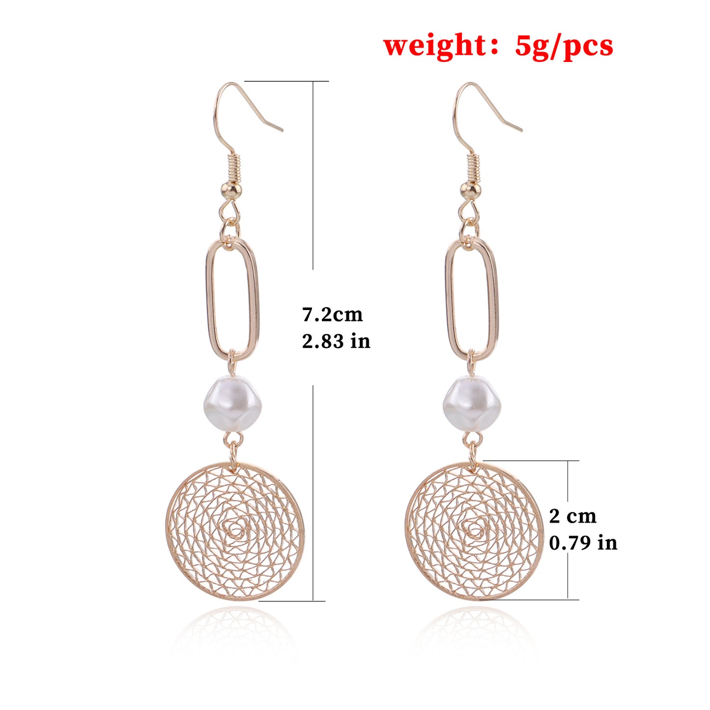 18k Gold Stainless Steel Geometric hollowed-out circle pearl Earring for Women