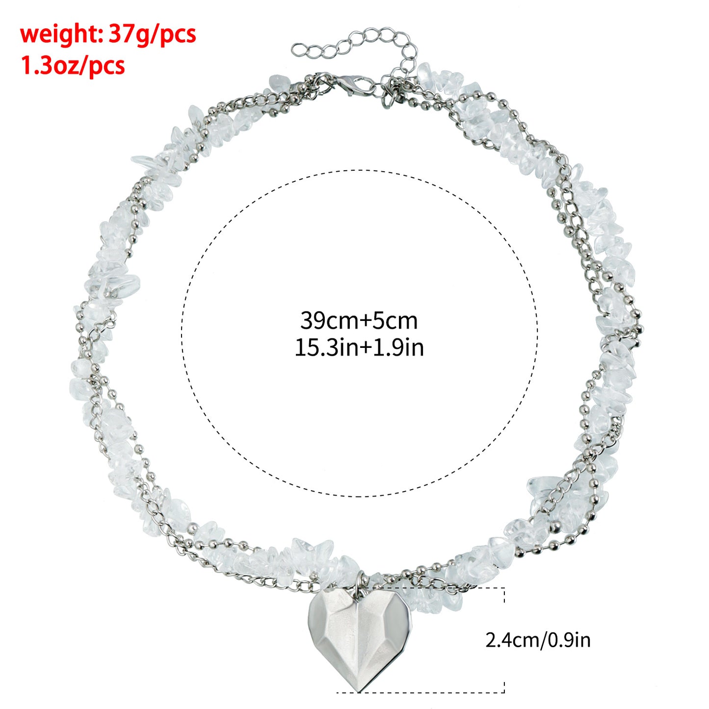 Instagram Light Luxury Fashion Style Heart-shaped Collarbone Chain Irregular Crystal Casual Necklace for Women